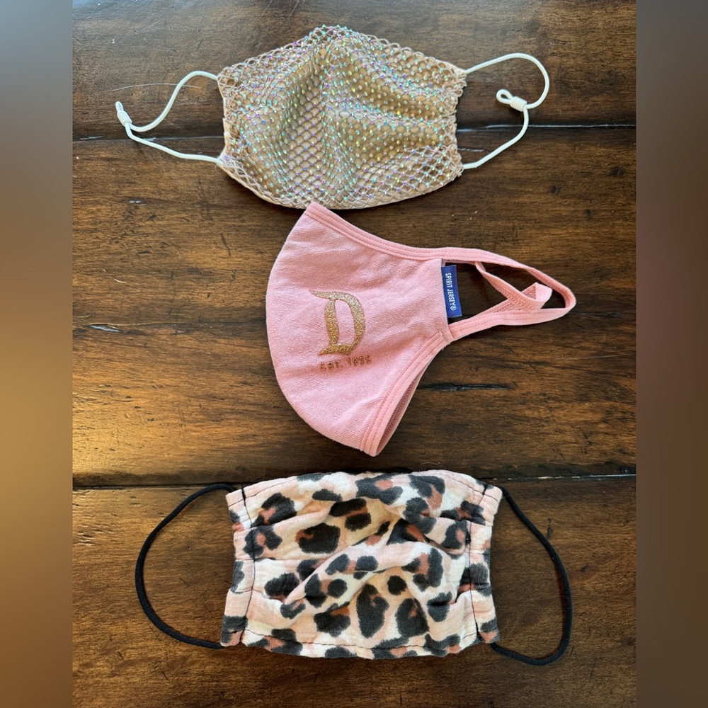Disney Pink Spirit Jersey, Leopard, & Sequined Cloth Face Masks- Set of 3